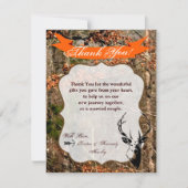 シカの木びき台の頭部カムを捜す4x5平らなサンキューカード サンキューカード (正面)