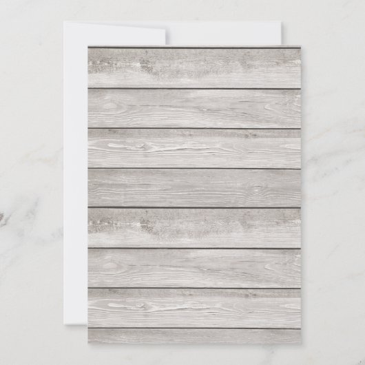 シカの枝角の白い木製のベビーシャワーの招待 招待状 (裏面)