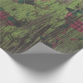 シカの格子縞の素朴な緑の休日の包装紙 ラッピングペーパー (角)