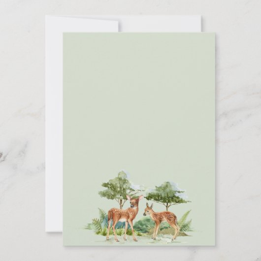 シカの森の動物の赤ちゃんシャワー 招待状 (裏面)