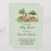 シカの森の動物の赤ちゃんシャワー 招待状 (正面/裏面)