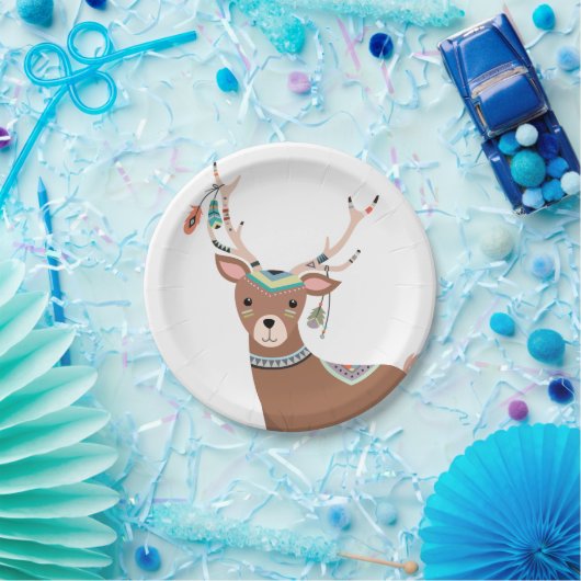 シカの森林森林誕生日のBohoの種族のベビー ペーパープレート (パーティー)