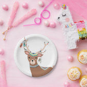 シカの森林森林誕生日のBohoの種族のベビー ペーパープレート (パーティー)