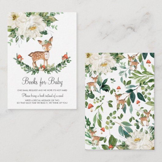 シカの森（き）の動物が本の赤ちゃんのシャワーをもたらす エンクロージャーカード (正面/裏面)