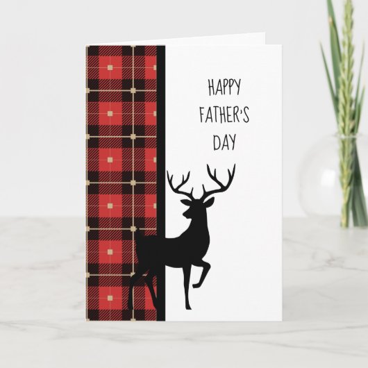シカの父の日のOutdoorsmanの赤い格子縞 カード (正面)
