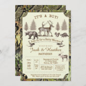 シカの狩りのベビーシャワーの招待状 招待状 (正面/裏面)