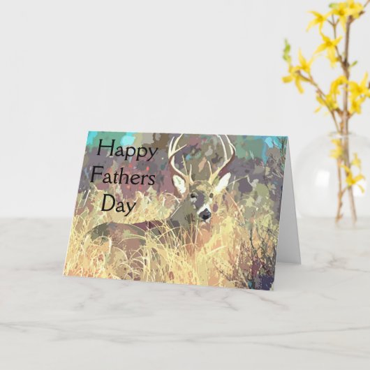 シカの狩りの父の日カード カード (黄色い花)
