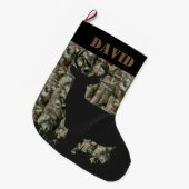 シカの狩りの迷彩柄のクリスマスのストッキング ラージクリスマスストッキング (正面 (吊り時))