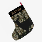 シカの狩りの迷彩柄のクリスマスのストッキング ラージクリスマスストッキング (裏面 (吊り時))