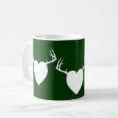 シカの狩りの(雄ジカの)枝角のハート コーヒーマグカップ (正面左)