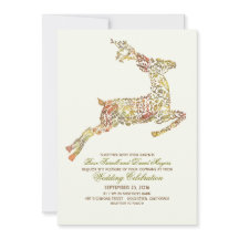 シカの秋の森林結婚式招待状