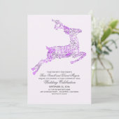 シカの紫色の森林結婚式招待状 招待状 (スタンド正面)