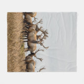 シカの群れ フリースブランケット (正面(横))