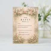 シカの角と花の森の結婚式 出欠カード (スタンド正面)