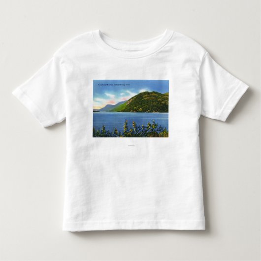 シカの跳躍山の湖の眺め トドラーTシャツ (正面)