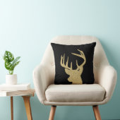 シカの金ゴールドのグリッターおよび黒い装飾用クッション16x16 クッション (椅子)