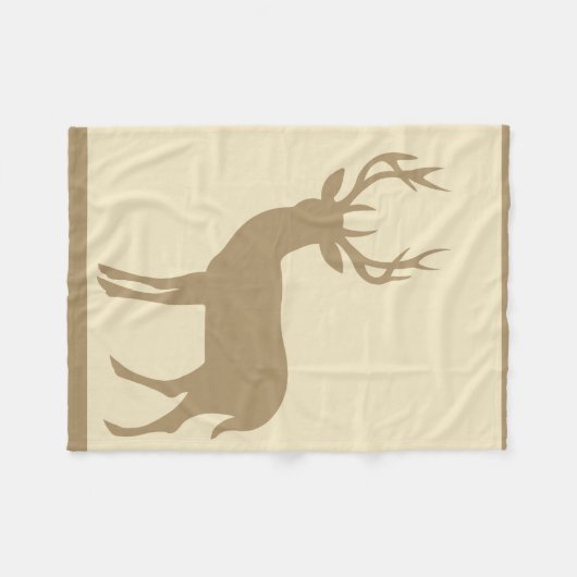 シカの雄鹿のシルエット|のアイボリーの暗灰色 フリースブランケット (正面(横))