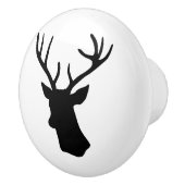 シカの雄鹿の頭部の白黒シルエット セラミックノブ (右)