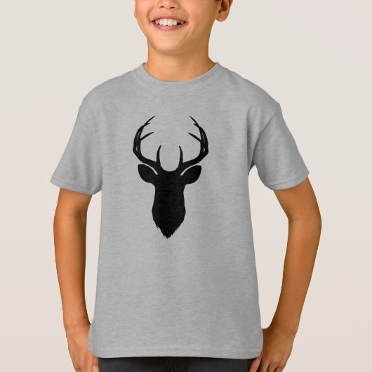 シカの頭の角　田舎風モダン Tシャツ (正面)