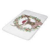 シカの頭部が付いている水彩画の休日のリース バスマット (アングル)