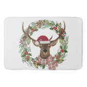 シカの頭部が付いている水彩画の休日のリース バスマット (正面)