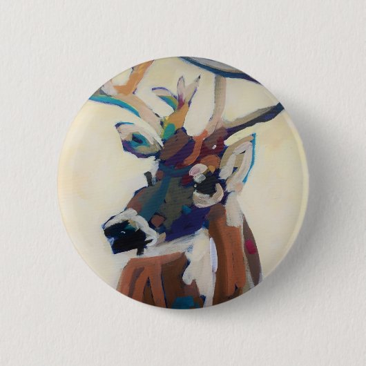 シカの頭部 缶バッジ (正面)