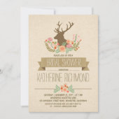 シカの(雄ジカの)枝角のロマンチックで素朴なブライダルシャワーの招待 招待状 (正面)