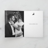 シカのJoyeux Noëlの写真が付いているクラシックで赤い格子縞 シーズンカード (内部)