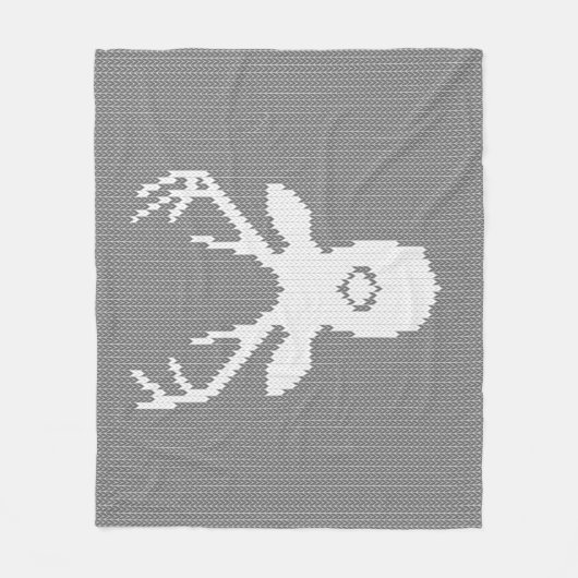 シカはクリスマスの醜いセーターの編み物でシルエットを描きます フリースブランケット (正面)