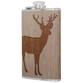 シカは木製のデザインで刻まれてシルエットを描きます フラスク (左)