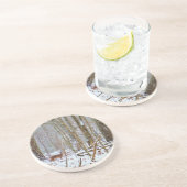 シカは湖の矢印の雪の中で コースター (側面)