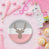 シカは、青および灰色の雄鹿シルエットを描きます ペーパープレート (パーティー)