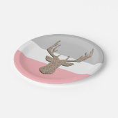 シカは、青および灰色の雄鹿シルエットを描きます ペーパープレート (アングル)