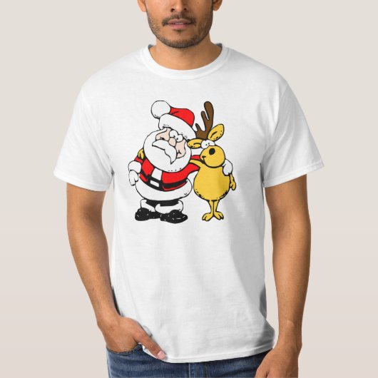 シカを持つサンタクロース Tシャツ (正面)