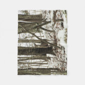 シカを雪の中で飼う フリースブランケット (正面)