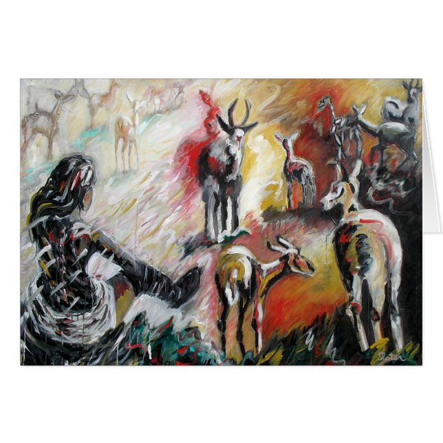 シカカードを持つ女性 (正面横)