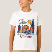 シカゴおもしろいキッズスカイライン Tシャツ (正面)