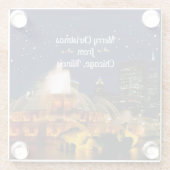 シカゴからのメリークリスマス。 ガラスコースター (裏面)