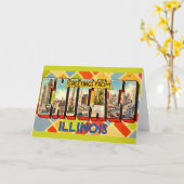 シカゴからのレトロなグリーティングカード カード (黄色い花)