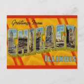 シカゴからのレトロなグリーティング ポストカード (正面)