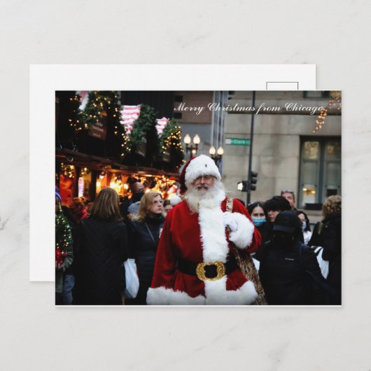 シカゴからメリークリスマス/サンタ シーズンポストカード (正面/裏面)