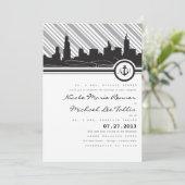 シカゴのいかりのモノグラムの結婚式招待状 招待状 (スタンド正面)