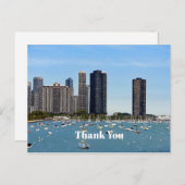 シカゴのウォーターフロントのスカイライン写真 ありがとう ポストカード (正面/裏面)