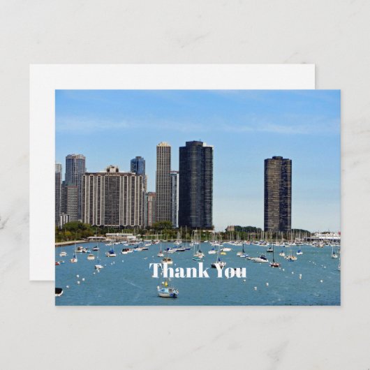 シカゴのウォーターフロントのスカイライン写真 ありがとう ポストカード (正面/裏面)