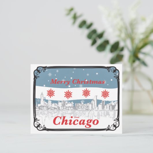 シカゴのクリスマスカード シーズンポストカード (スタンド正面)