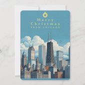 シカゴのクリスマス写真フラットホリデーカード シーズンカード (正面)