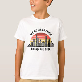 シカゴのサンセット オーダーメイド ファミリー旅行 キッズ Tシャツ