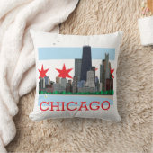 シカゴのスカイラインおよび都市旗 クッション (ブランケット)