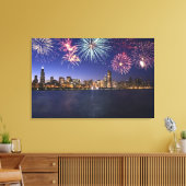 シカゴのスカイラインで花火2 キャンバスプリント (インサイチュ (リビング))