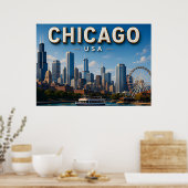 シカゴのスカイラインとミシガン湖 ポスター (キッチン)